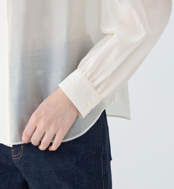 MACPHEE「シースルーローン フロントフリルブラウス」|シャツ・ブラウス|