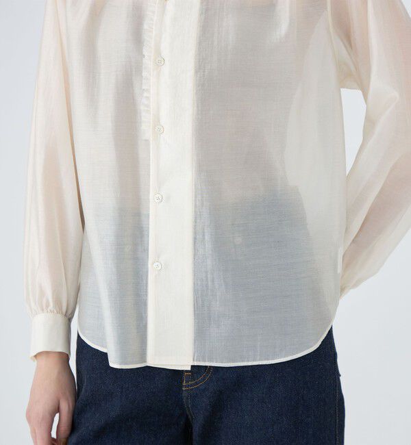 MACPHEE「シースルーローン フロントフリルブラウス」|シャツ・ブラウス|