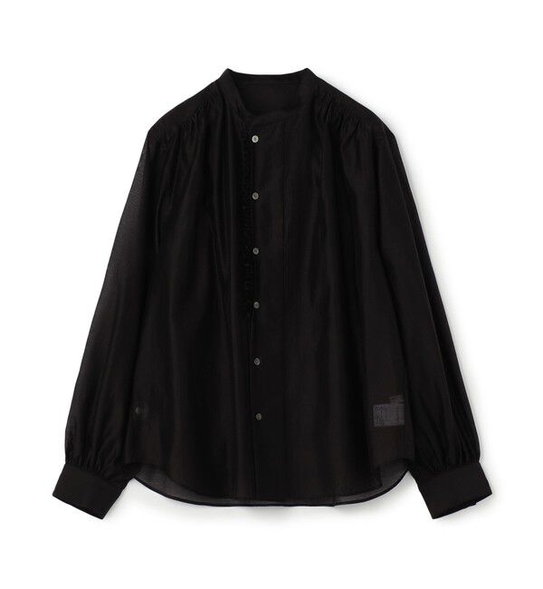 MACPHEE「シースルーローン フロントフリルブラウス」|シャツ・ブラウス|19 ブラック