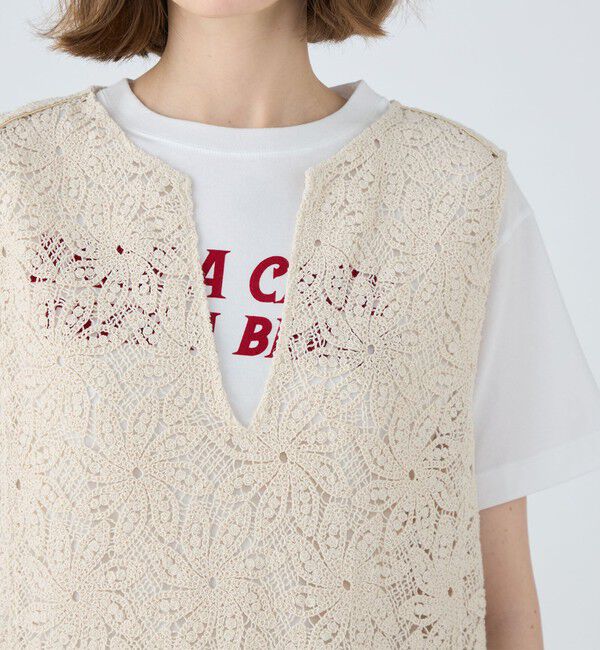 MACPHEE「ウィンドミルクロシェ ノースリーブワンピース」|ワンピース|