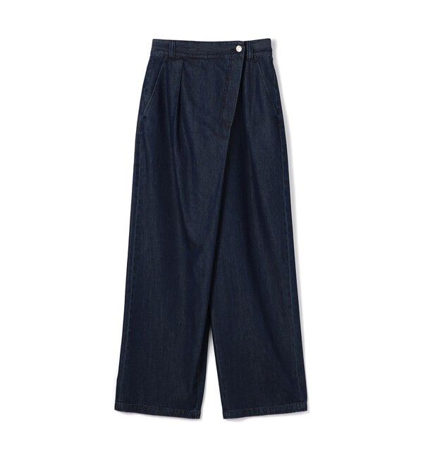 MACPHEE「コットンセルロースデニム アシンメトリータックパンツ」|デニム|69 ネイビー