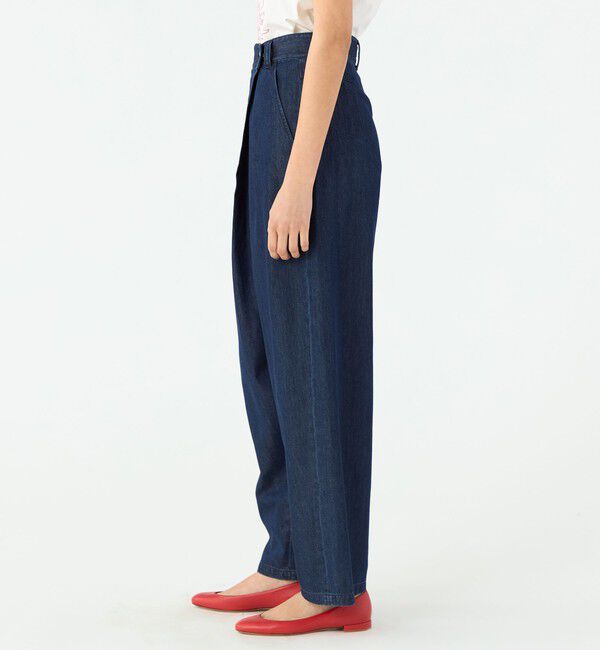 MACPHEE「コットンセルロースデニム アシンメトリータックパンツ」|デニム|