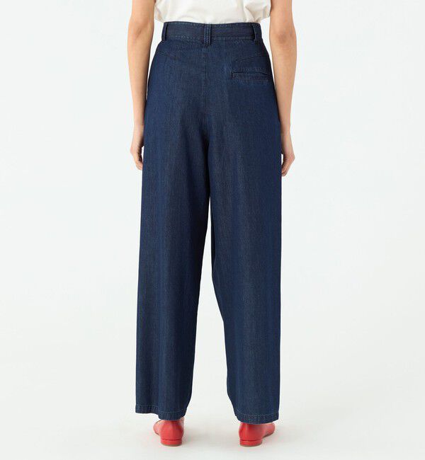 MACPHEE「コットンセルロースデニム アシンメトリータックパンツ」|デニム|