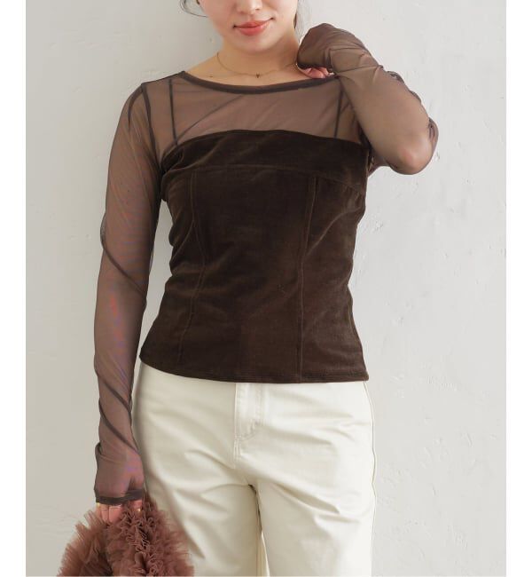 U by SPICK&SPAN「≪予約≫シアーベロア コルセットトップス」|Tシャツ・カットソー|