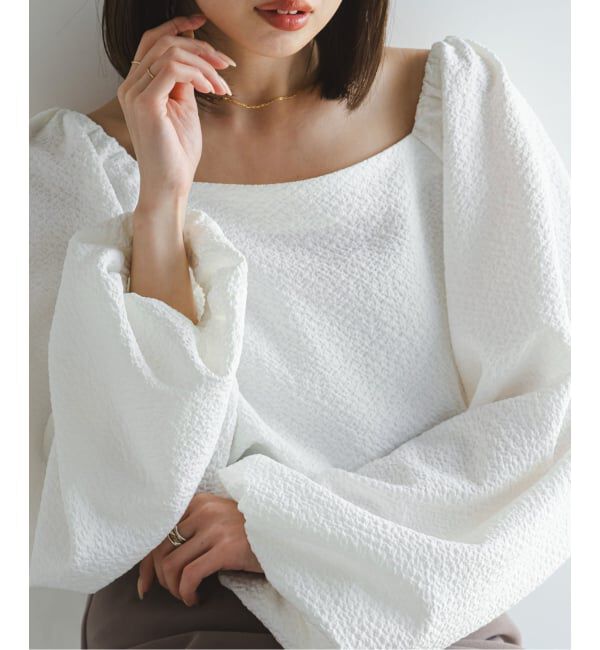 NOBLE「《追加予約》ボリュームスリーブドビーブラウス」|シャツ・ブラウス|