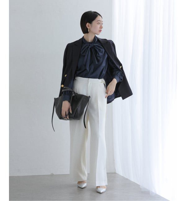  「【洗える】シアーギンガムボータイブラウス」|シャツ・ブラウス|