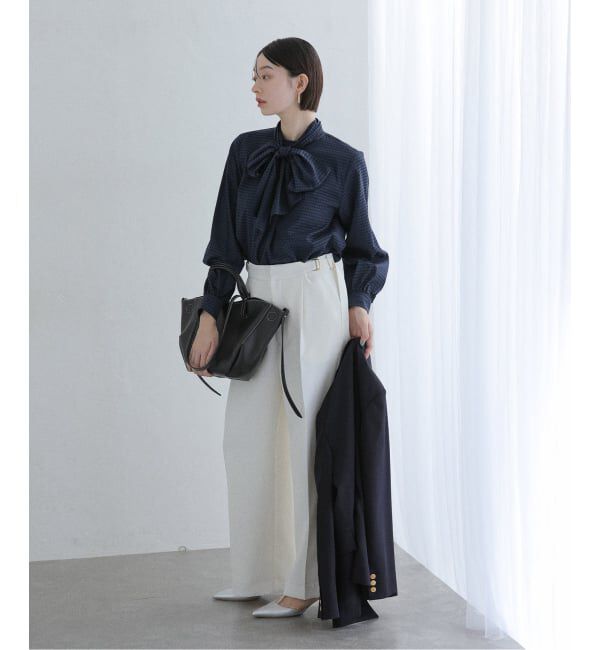  「【洗える】シアーギンガムボータイブラウス」|シャツ・ブラウス|