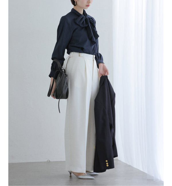  「【洗える】シアーギンガムボータイブラウス」|シャツ・ブラウス|