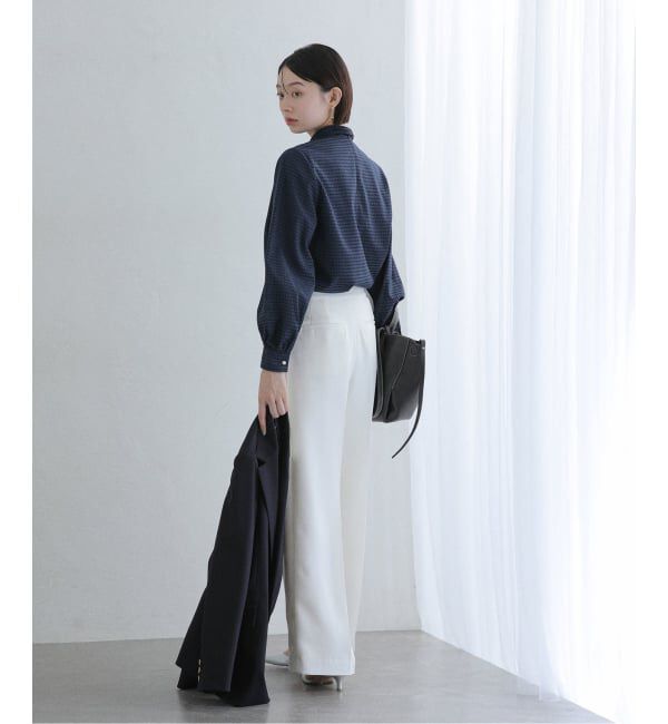  「【洗える】シアーギンガムボータイブラウス」|シャツ・ブラウス|