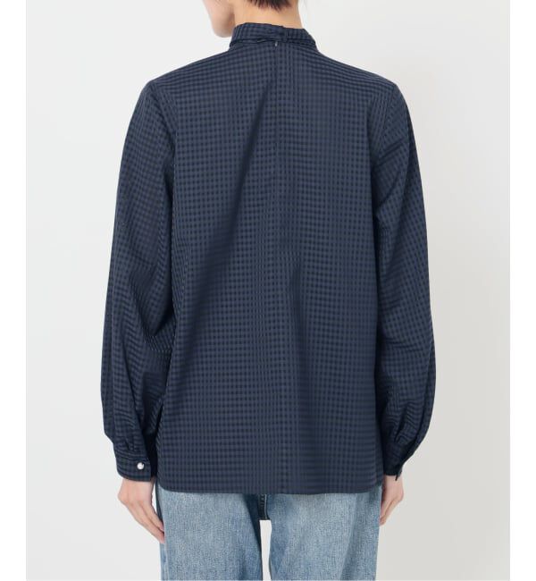  「【洗える】シアーギンガムボータイブラウス」|シャツ・ブラウス|