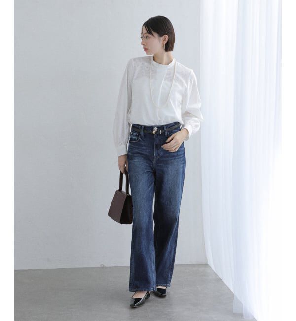  「【洗える】シアーギンガムボータイブラウス」|シャツ・ブラウス|