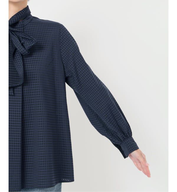  「【洗える】シアーギンガムボータイブラウス」|シャツ・ブラウス|