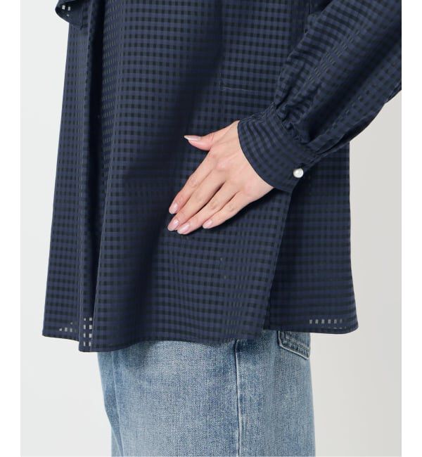  「【洗える】シアーギンガムボータイブラウス」|シャツ・ブラウス|