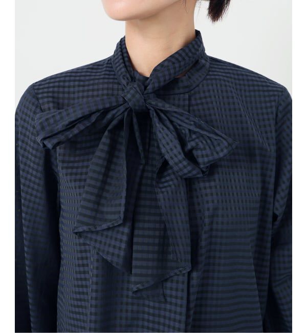  「【洗える】シアーギンガムボータイブラウス」|シャツ・ブラウス|