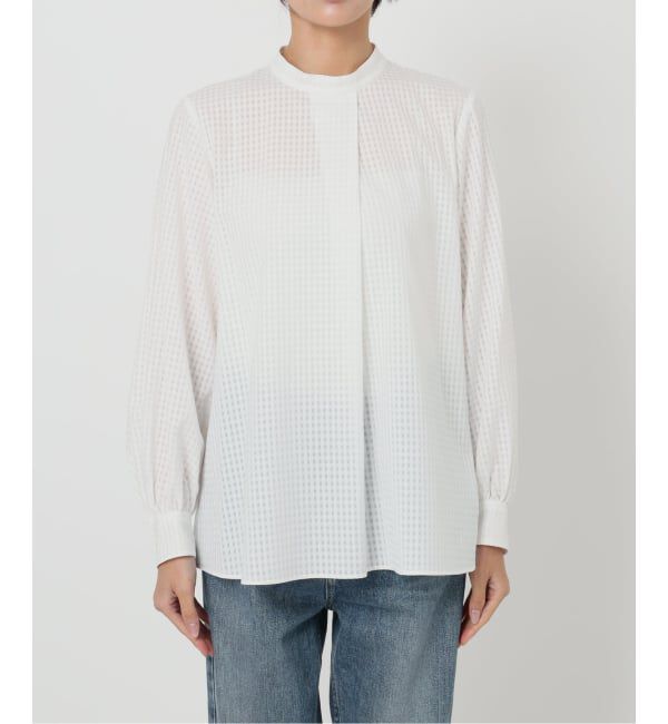  「【洗える】シアーギンガムボータイブラウス」|シャツ・ブラウス|