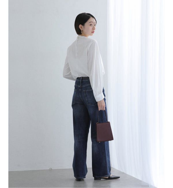  「【洗える】シアーギンガムボータイブラウス」|シャツ・ブラウス|