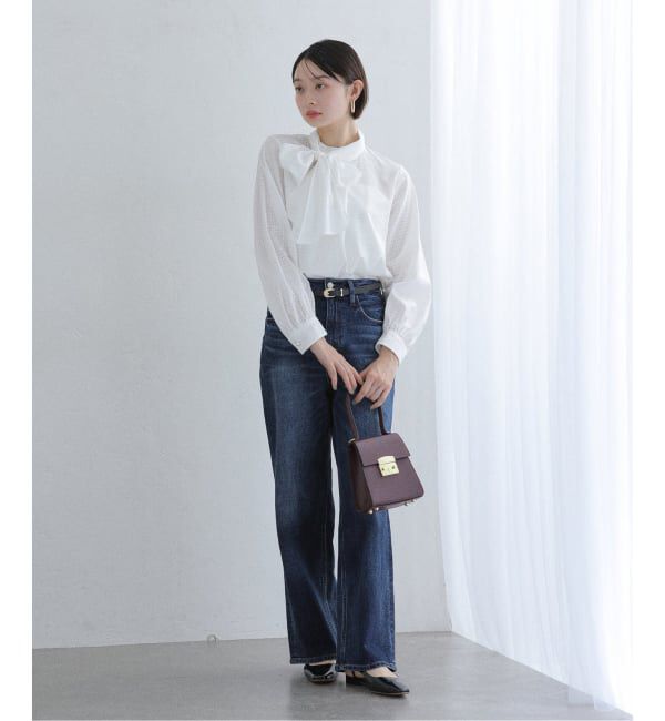  「【洗える】シアーギンガムボータイブラウス」|シャツ・ブラウス|