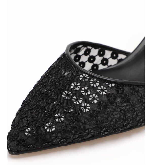  「《予約》5cmポインテッドフラワースパンコールミュール」|パンプス|