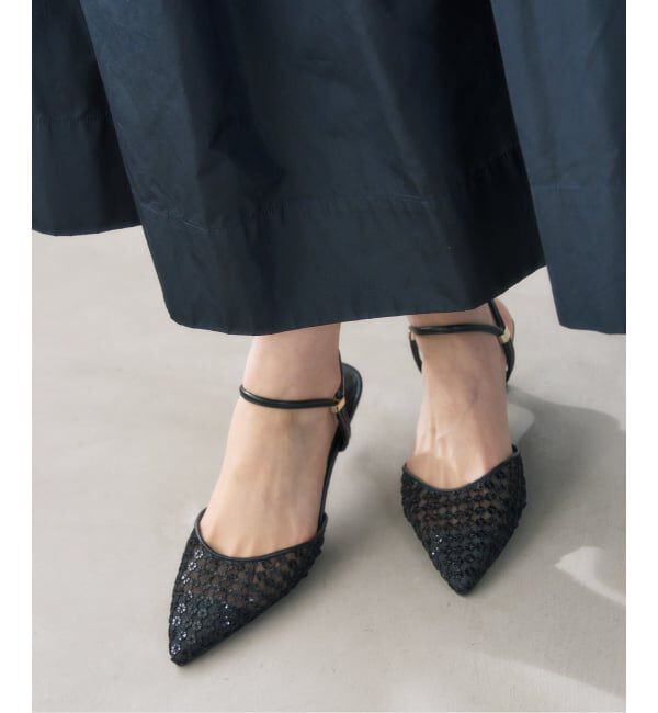  「《予約》5cmポインテッドフラワースパンコールミュール」|パンプス|