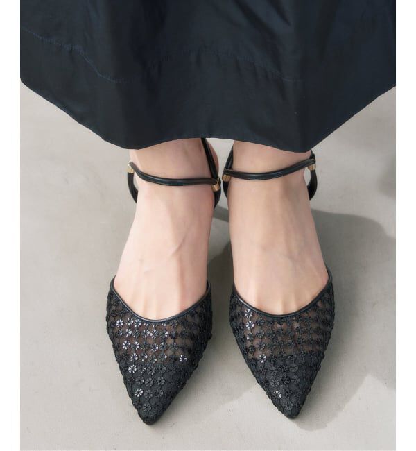  「《予約》5cmポインテッドフラワースパンコールミュール」|パンプス|