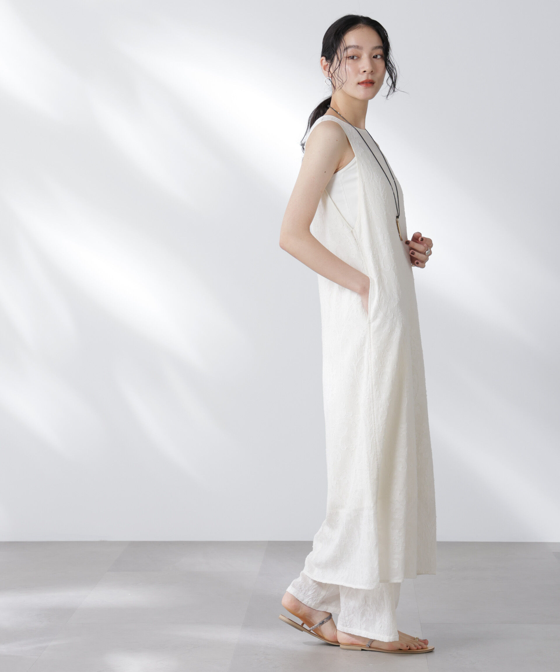 nano･universe「made in india カットワークジャカードワンピース(セットアップ可)」|ワンピース|