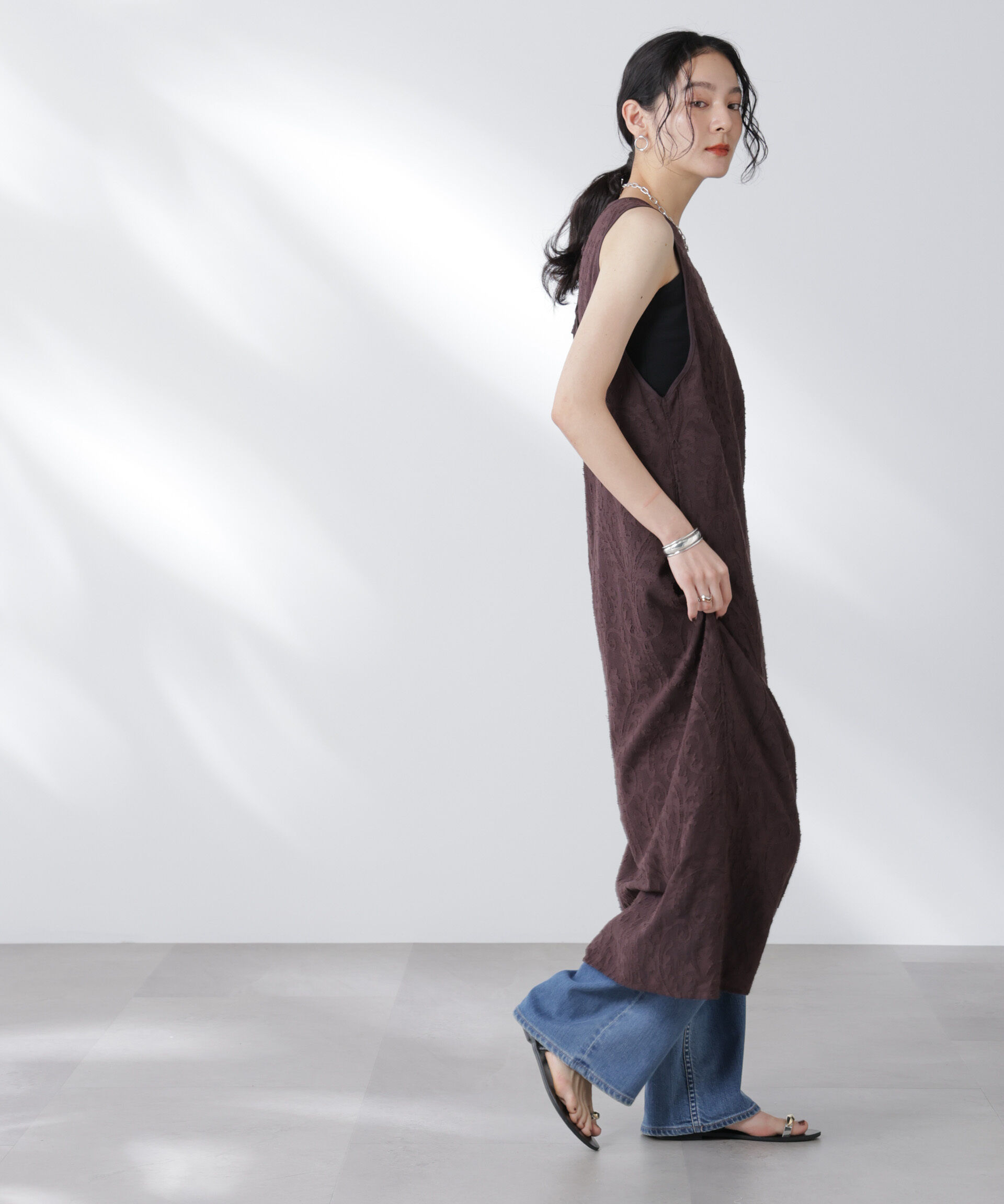 nano･universe「made in india カットワークジャカードワンピース(セットアップ可)」|ワンピース|