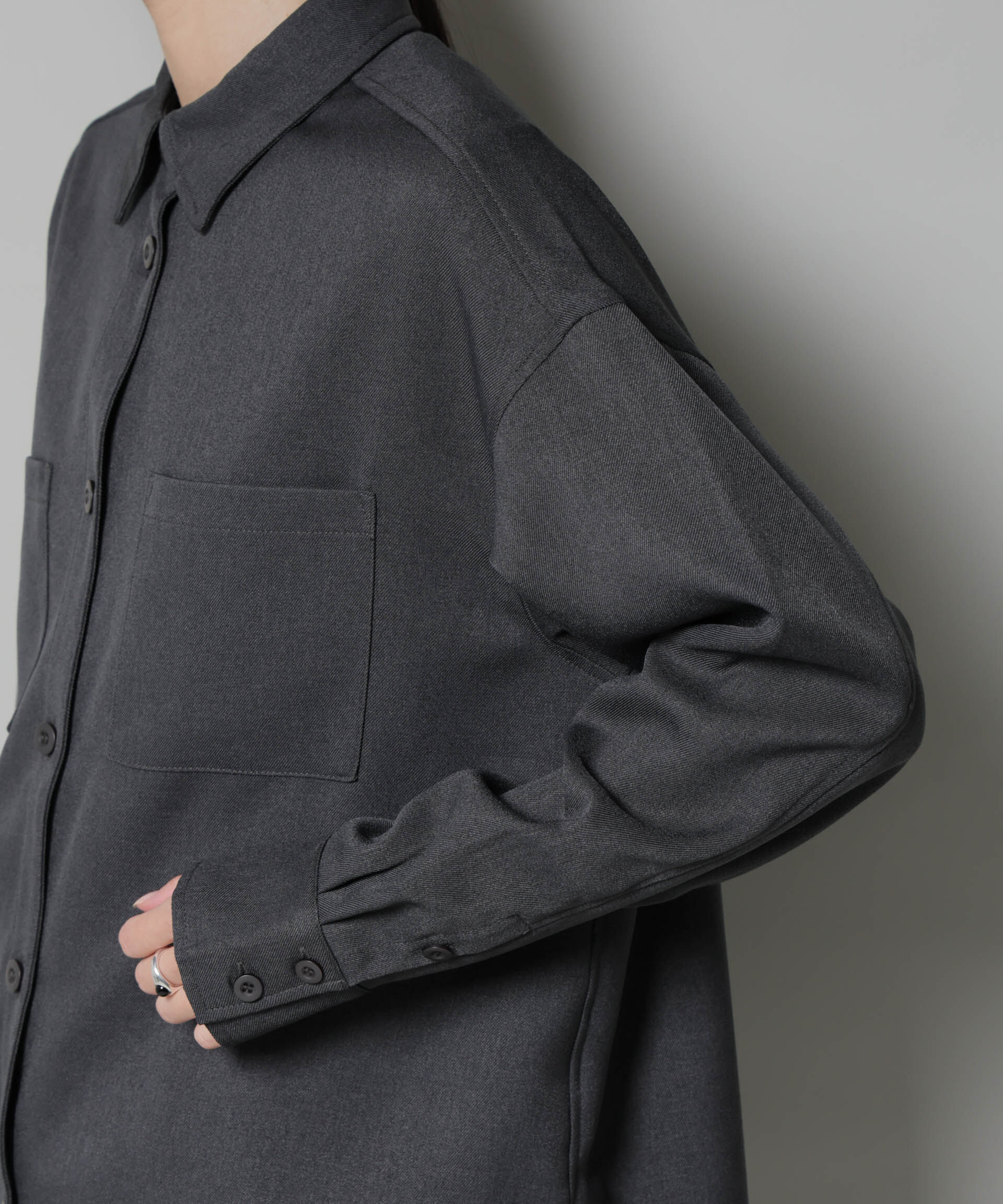 nano･universe「ウールライクポリエステルワイドシルエットシャツ(セットアップ可)」|シャツ・ブラウス|