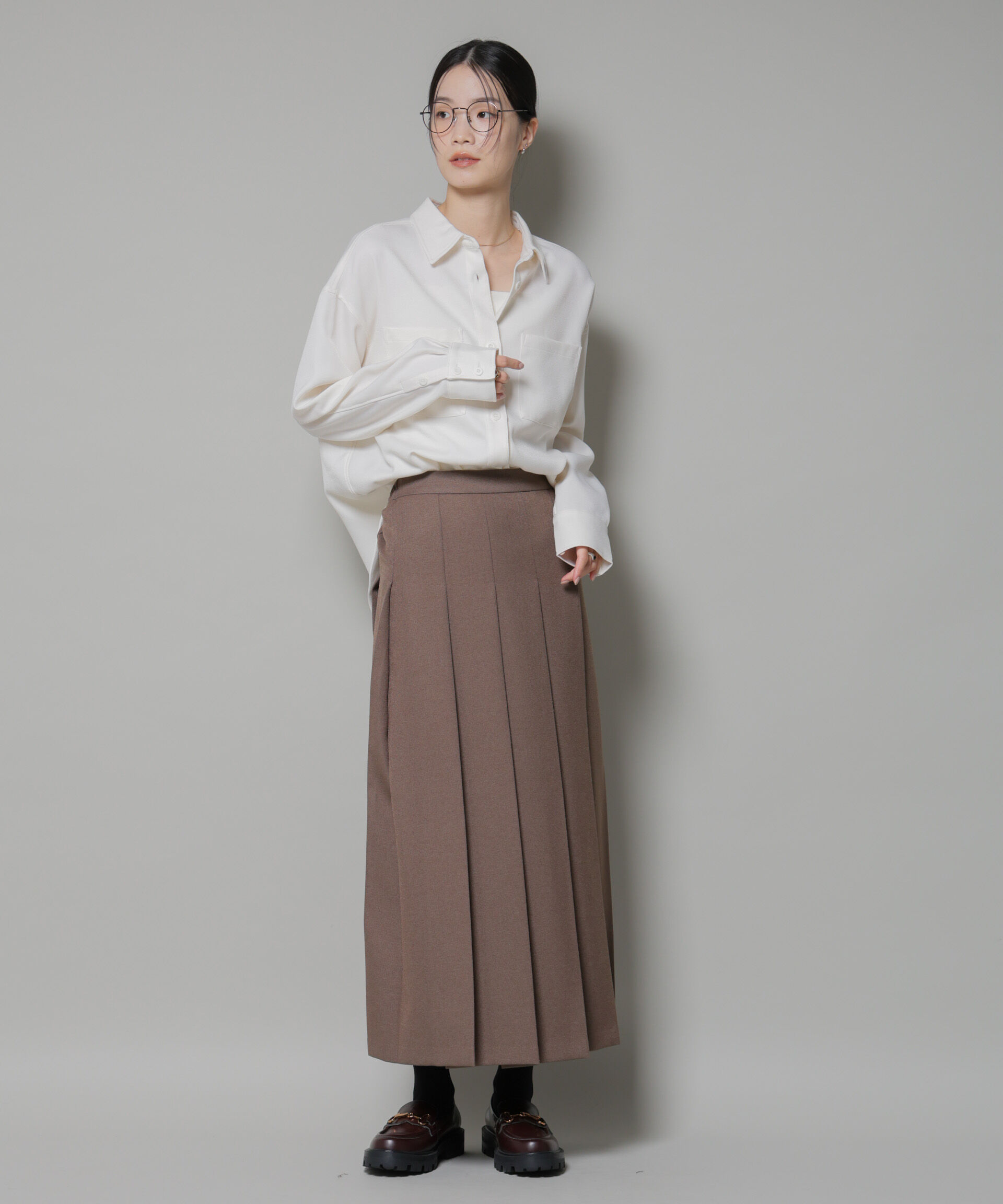 nano･universe「ウールライクポリエステルワイドシルエットシャツ(セットアップ可)」|シャツ・ブラウス|