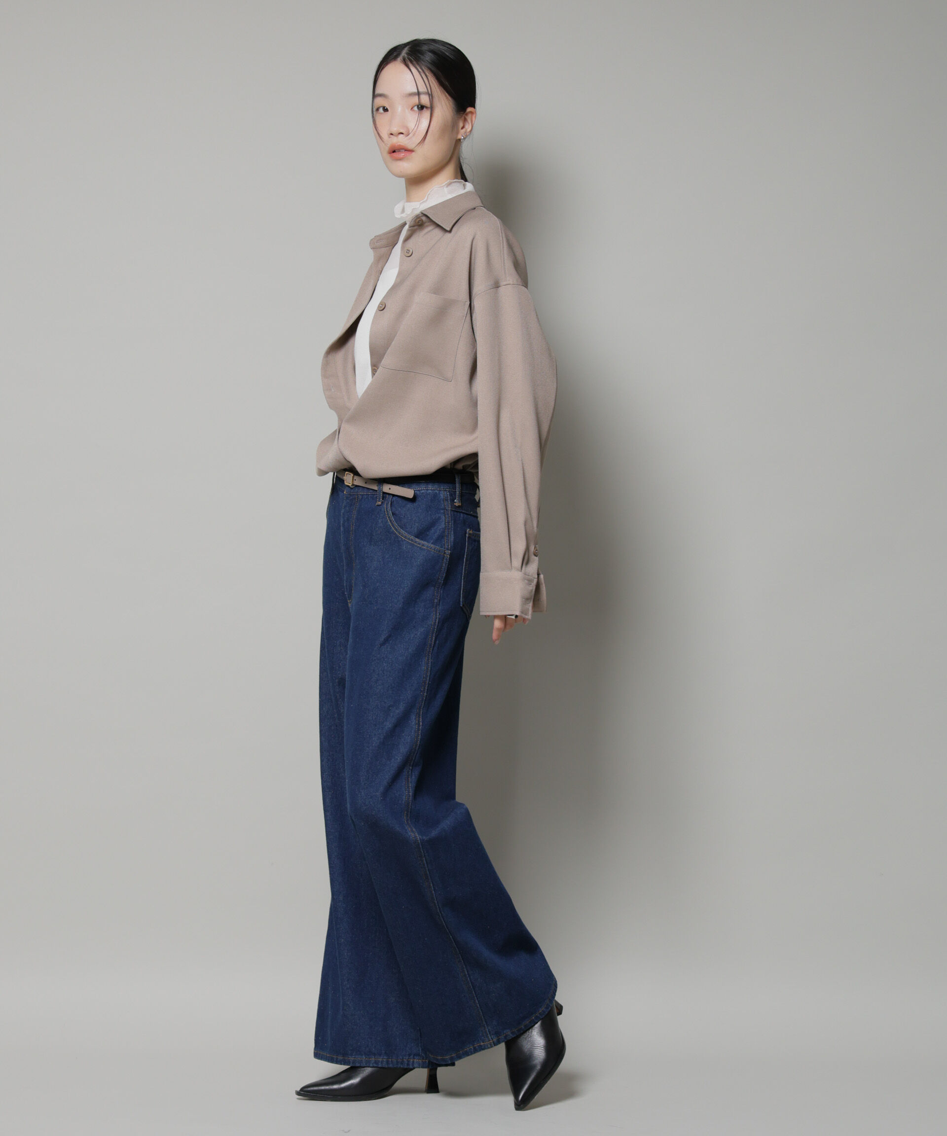 nano･universe「ウールライクポリエステルワイドシルエットシャツ(セットアップ可)」|シャツ・ブラウス|