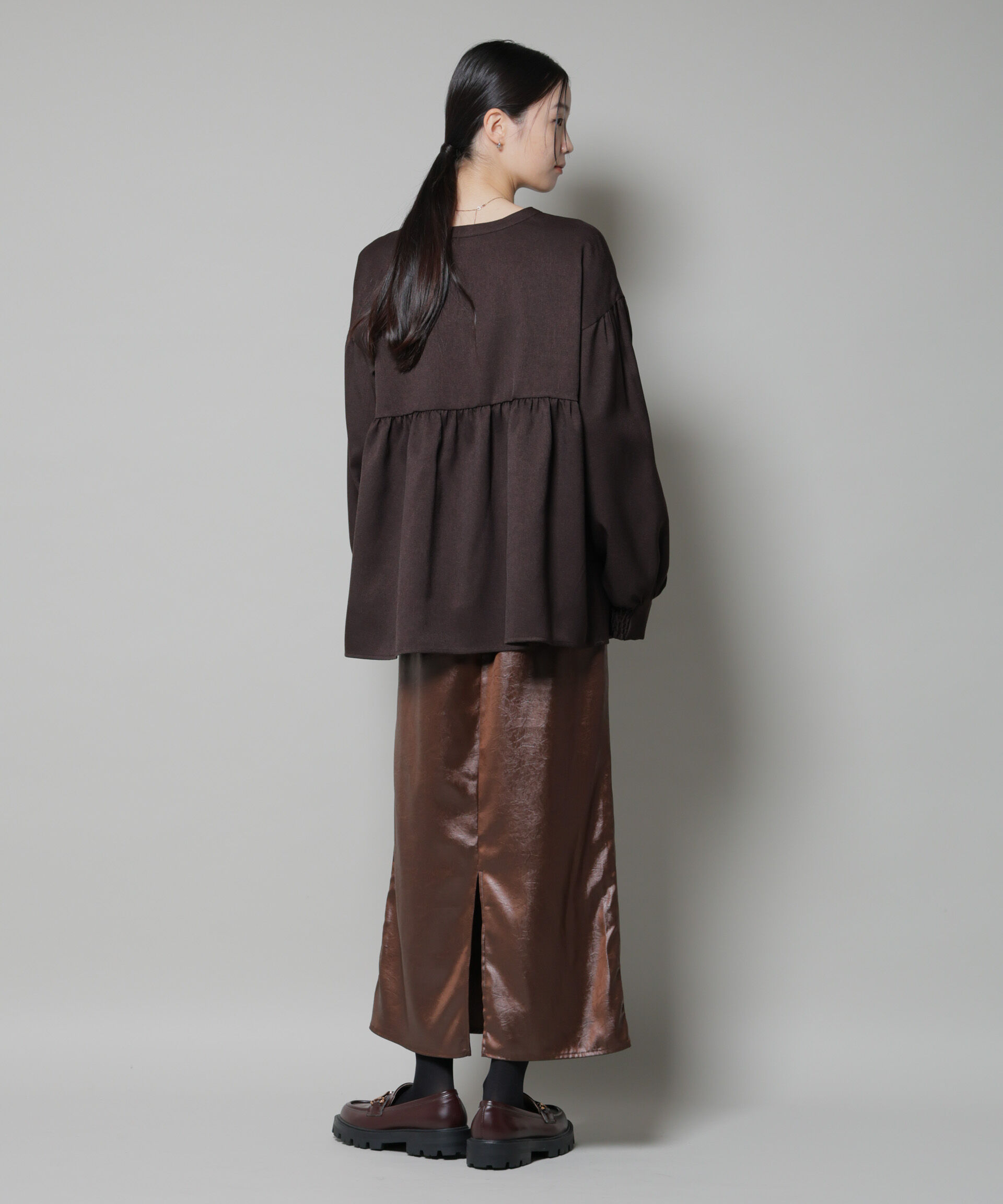 nano･universe「ｳｰﾙﾗｲｸﾎﾟﾘｴｽﾃﾙ前後2way切り替えﾍﾟﾌﾟﾗﾑﾌﾞﾗｳｽ(ｾ  」|シャツ・ブラウス|