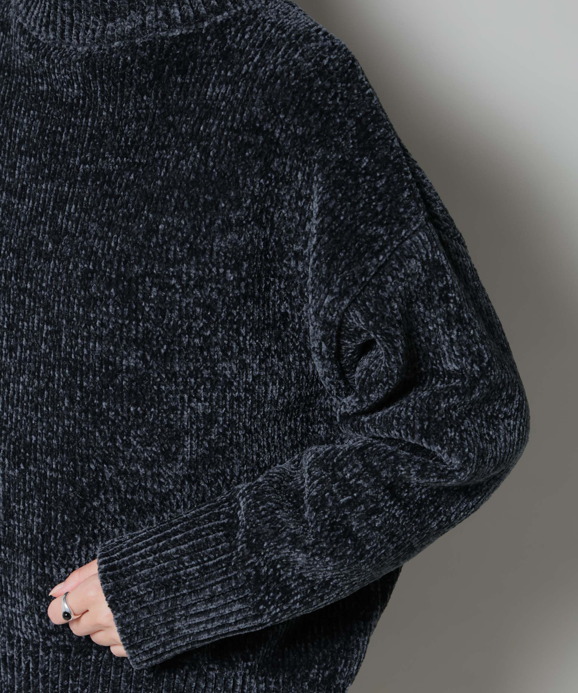 nano･universe「ベロアモールハイネックワイドニット」|ニット・セーター|