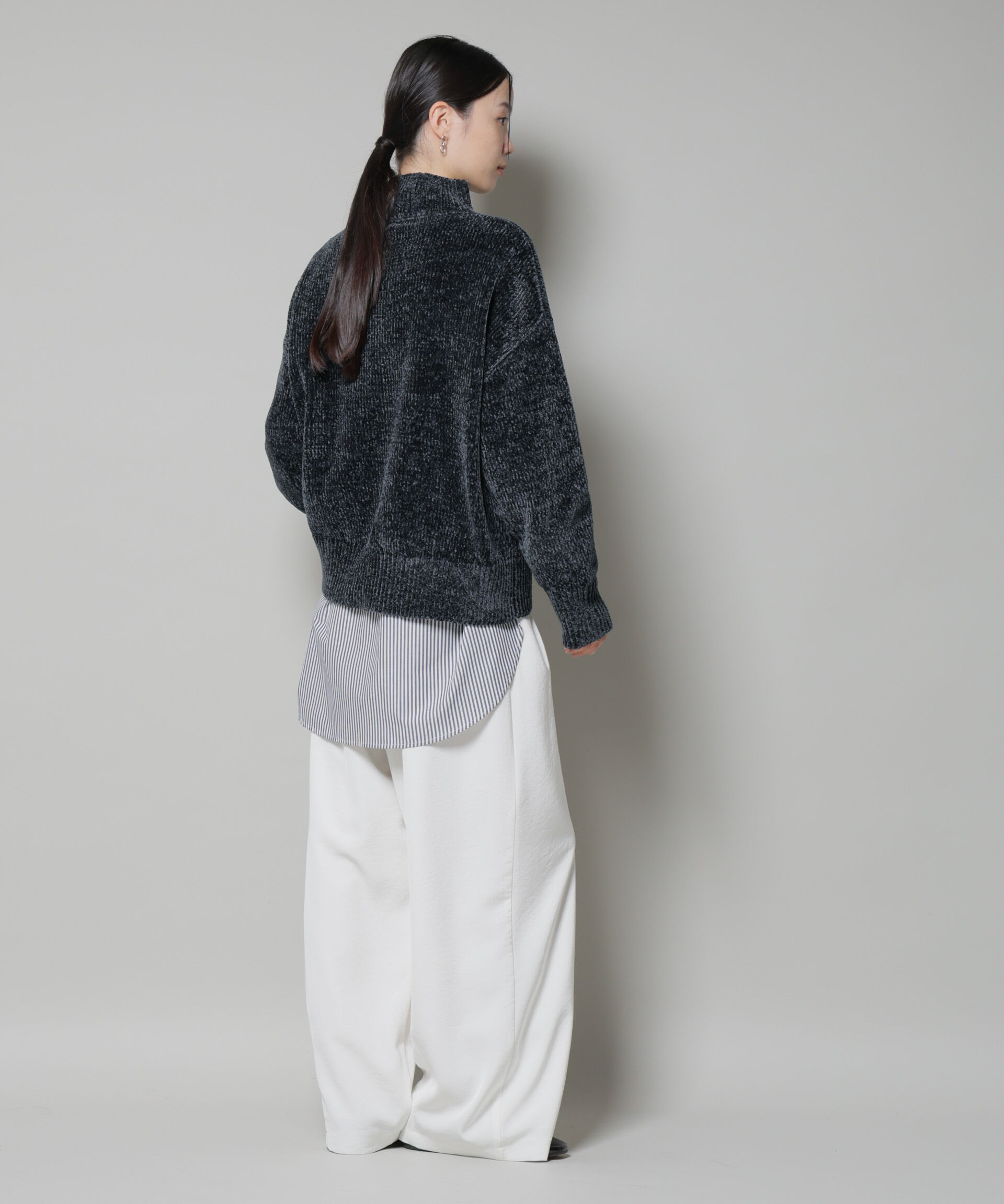 nano･universe「ベロアモールハイネックワイドニット」|ニット・セーター|