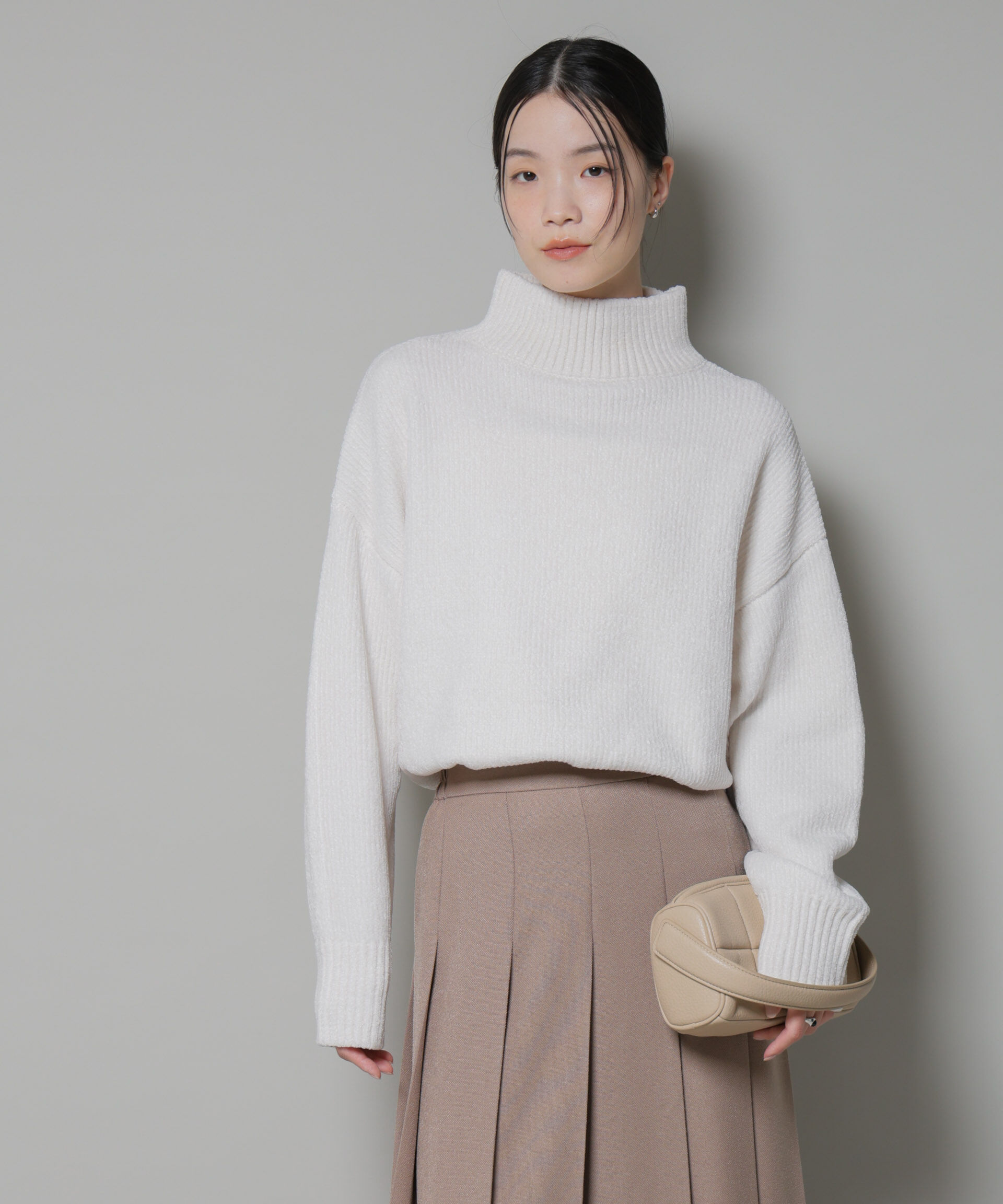 nano･universe「ベロアモールハイネックワイドニット」|ニット・セーター|