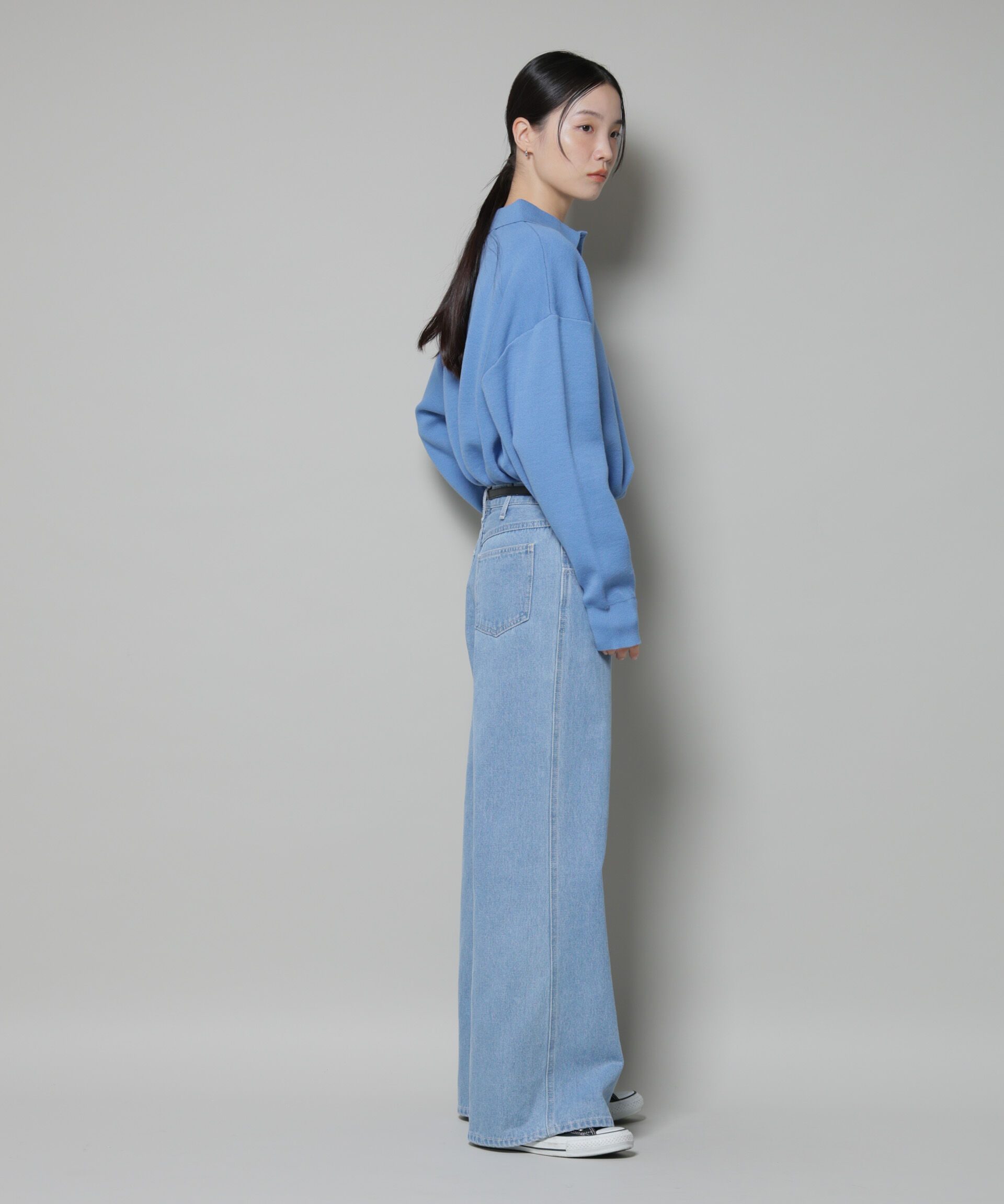 nano･universe「スウェットライク衿付きボタンニット」|ニット・セーター|