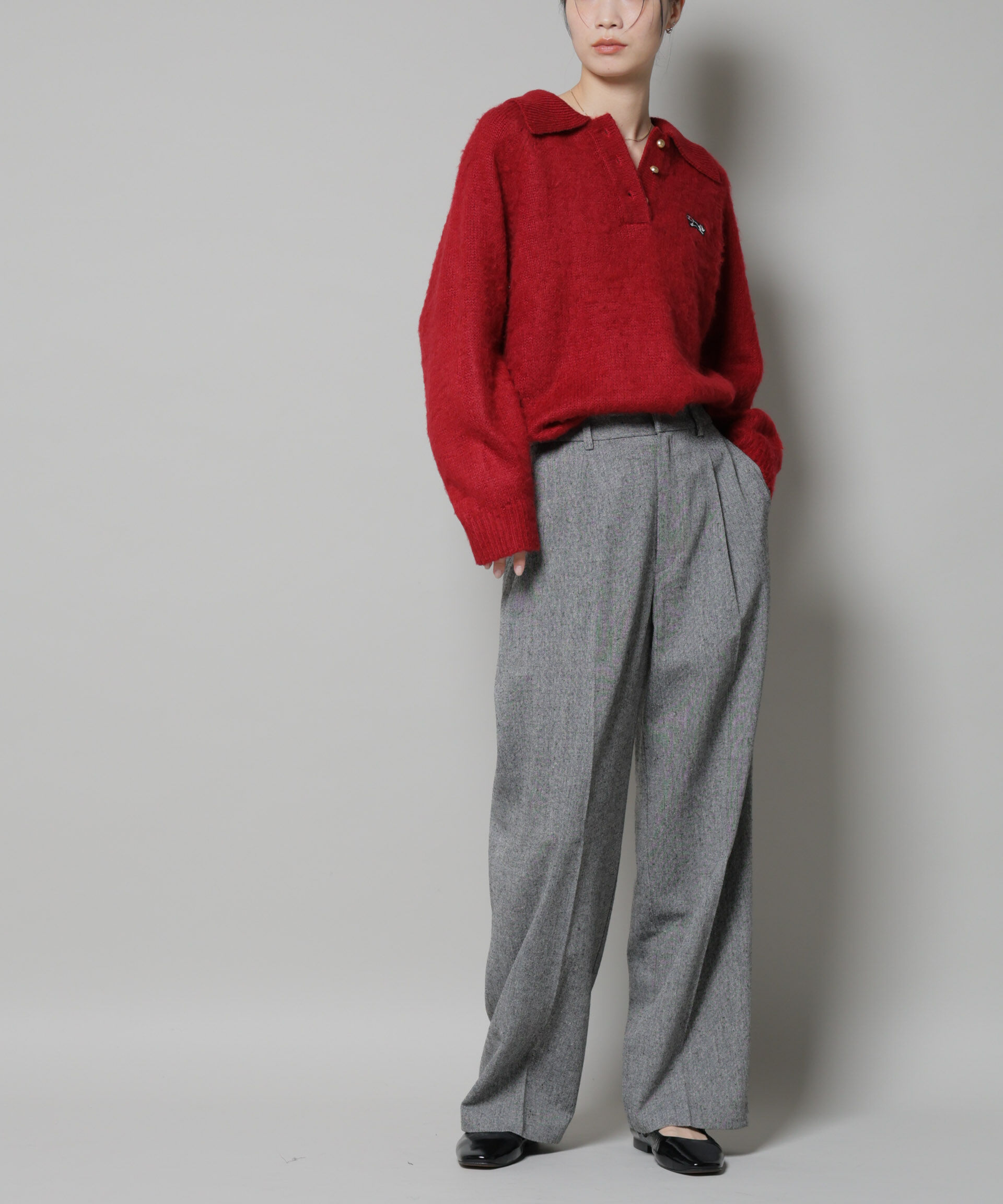 nano･universe「ツイードワンタックパンツ」|チノ|