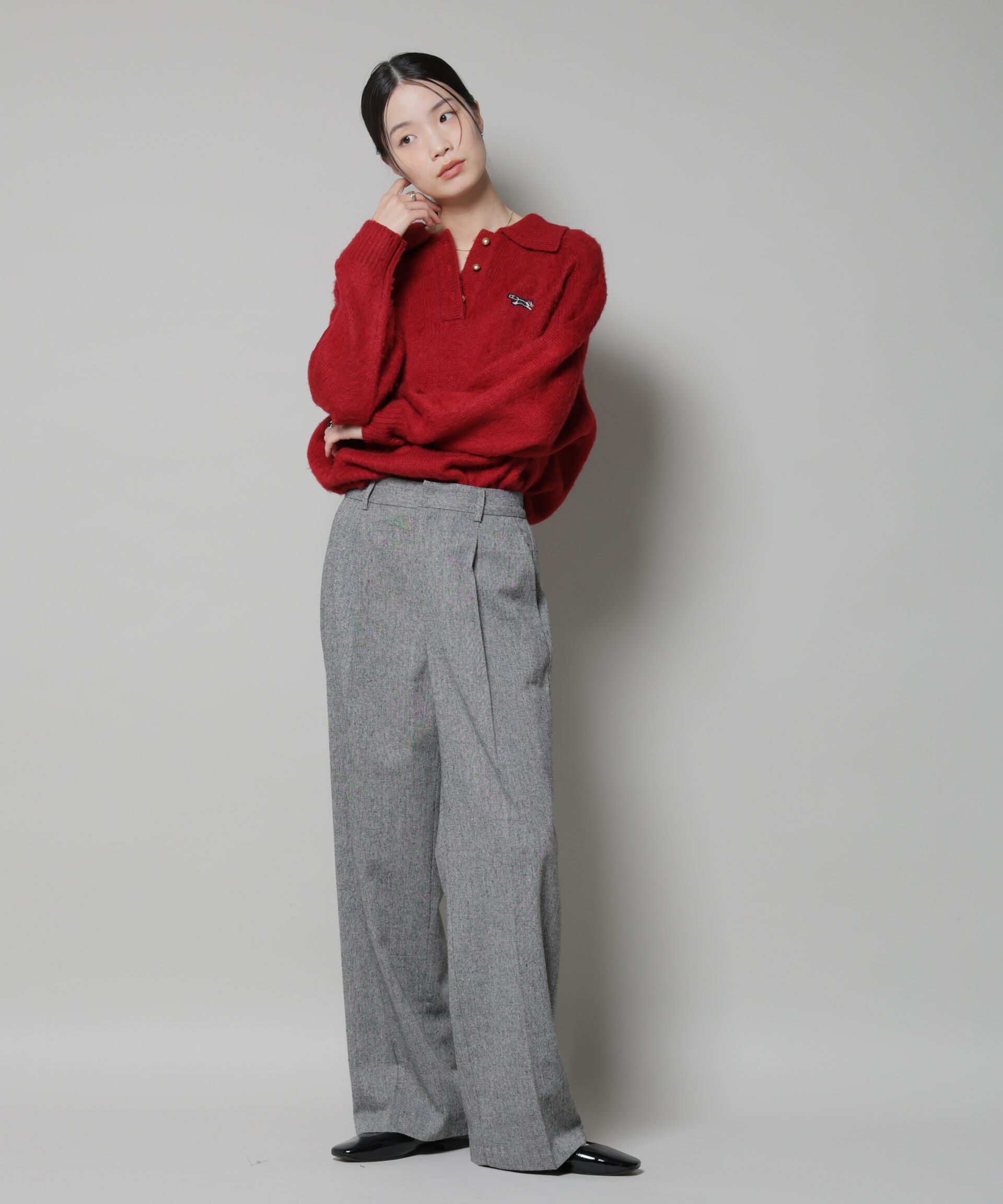 nano･universe「ツイードワンタックパンツ」|チノ|