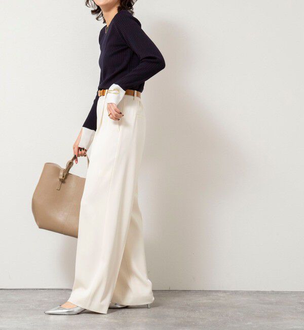 NOLLEY'S sophi「《手洗い可能》ウール混ワイドリブ袖口配色プルオーバー」|ニット・セーター|