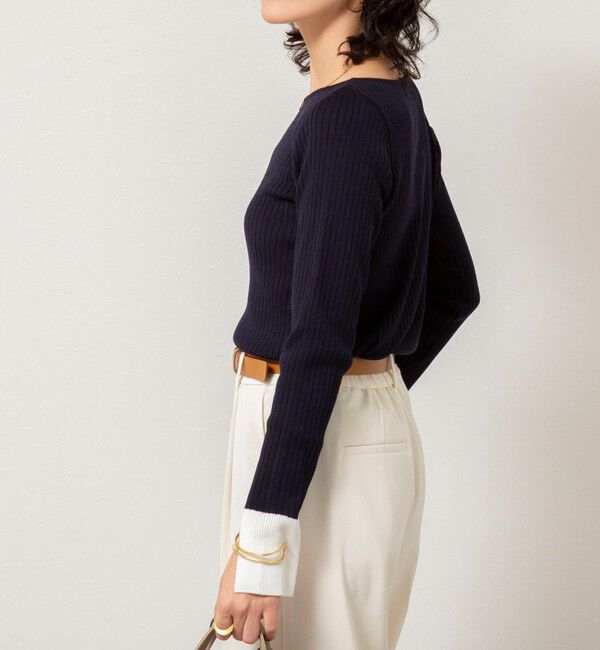 NOLLEY'S sophi「《手洗い可能》ウール混ワイドリブ袖口配色プルオーバー」|ニット・セーター|