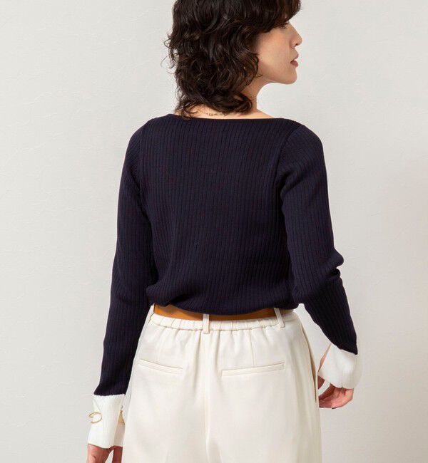 NOLLEY'S sophi「《手洗い可能》ウール混ワイドリブ袖口配色プルオーバー」|ニット・セーター|
