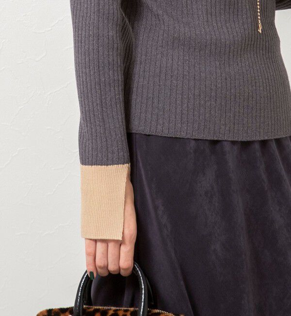 NOLLEY'S sophi「《手洗い可能》ウール混ワイドリブ袖口配色プルオーバー」|ニット・セーター|