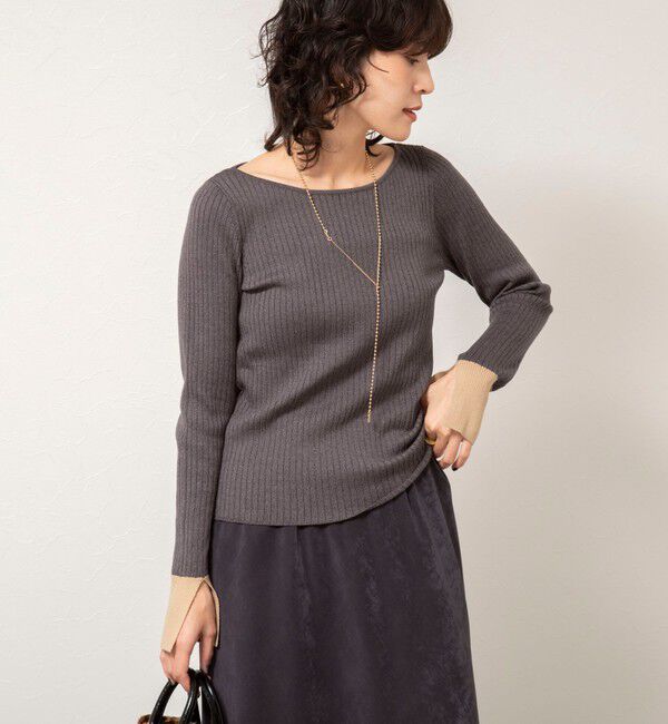 NOLLEY'S sophi「《手洗い可能》ウール混ワイドリブ袖口配色プルオーバー」|ニット・セーター|