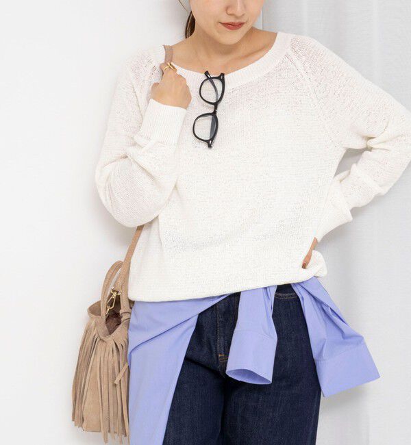 Rie Miller「《手洗い可能》ボートネックプルオーバーテープヤーン」|ニット・セーター|ホワイト