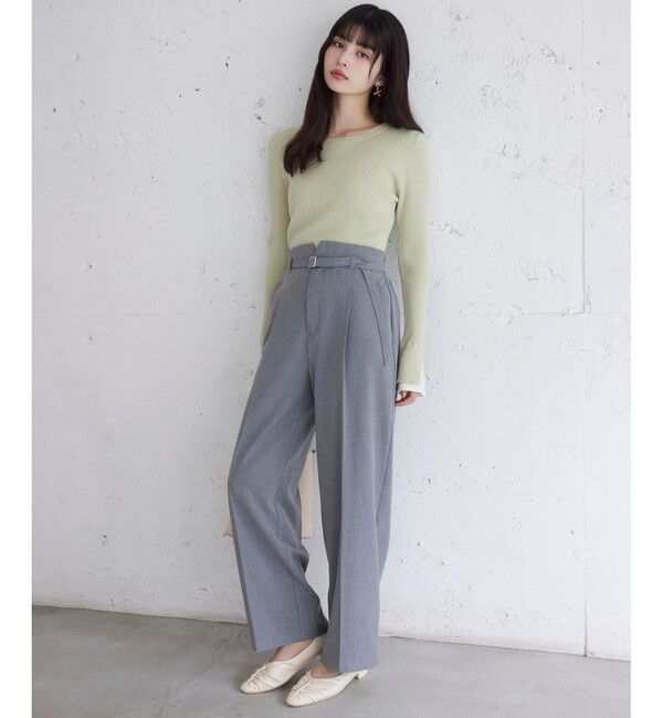 VIS「Hot Beautyベルテッドスリムストレートパンツ/イージーケア」|チノ|