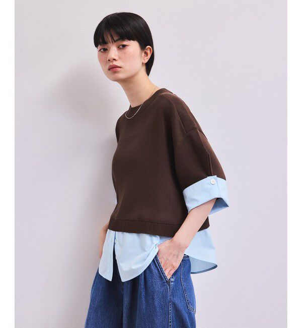 ADAM ET ROPE'「【WEB限定】シャツコンビニットプルオーバー」|ニット・セーター|