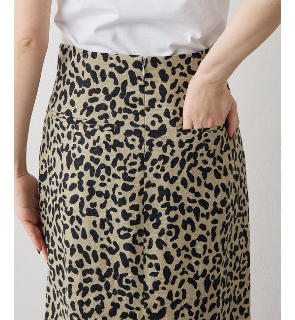  「リネンレオパードスカート」|スカート|