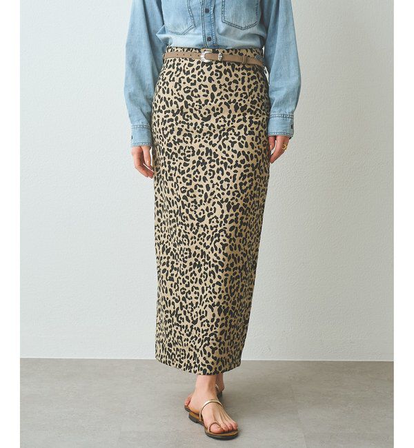  「リネンレオパードスカート」|スカート|