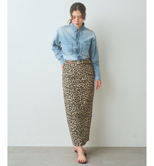  「リネンレオパードスカート」|スカート|