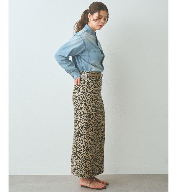  「リネンレオパードスカート」|スカート|