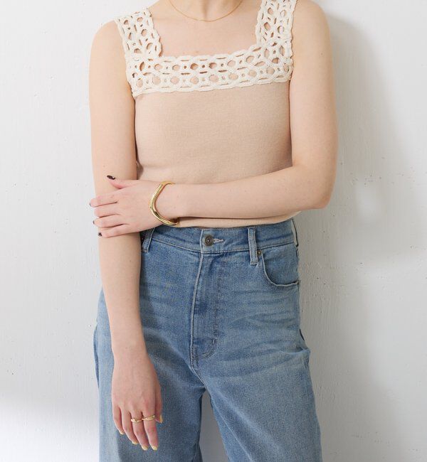  「レーストリムニットキャミ」|ニット・セーター|ベージュ