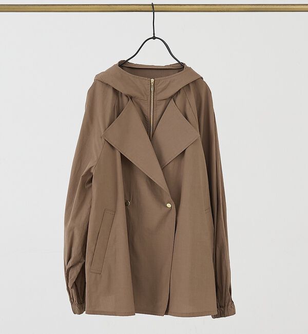 collex「レイヤード風ジップアップコート【予約】」|ブルゾン・スタジャン|ブラウン